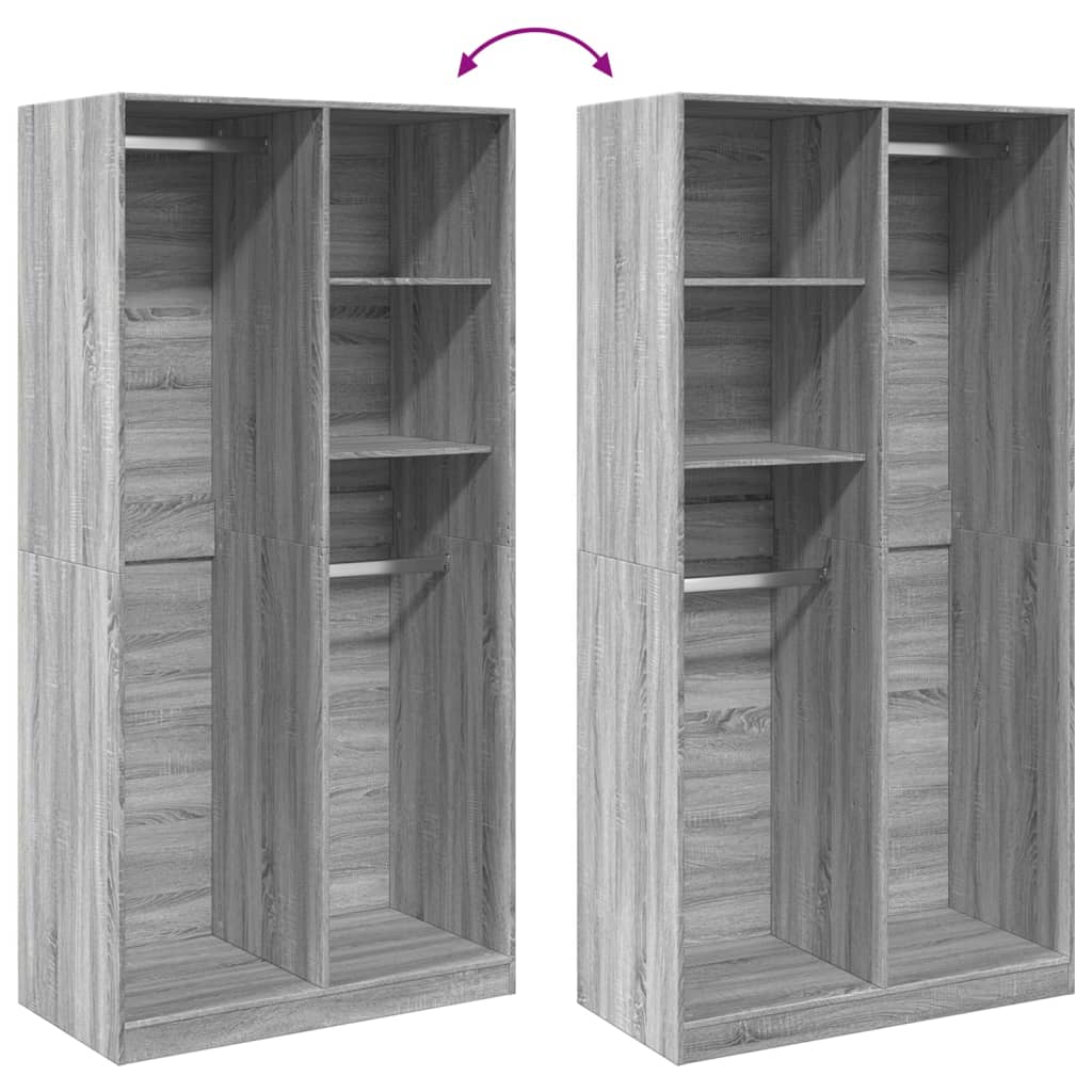 vidaXL Ντουλάπα Γκρι Sonoma 100 x 50 x 200 εκ. από Επεξεργασμένο Ξύλο