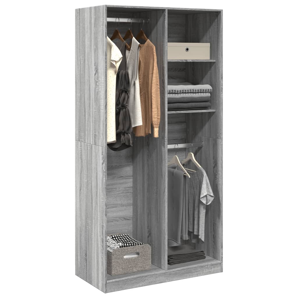vidaXL Ντουλάπα Γκρι Sonoma 100 x 50 x 200 εκ. από Επεξεργασμένο Ξύλο