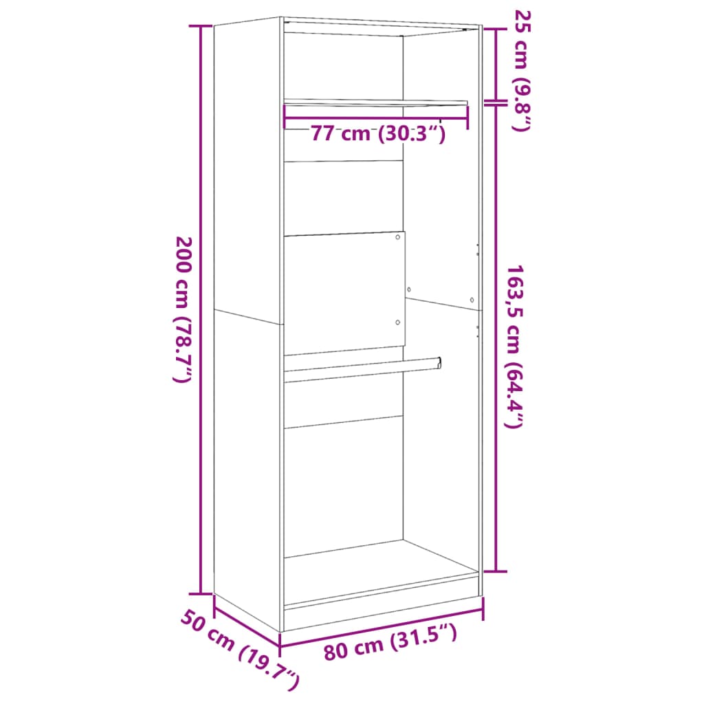 vidaXL Ντουλάπα Καπνιστή Δρυς 80x50x200 εκ. από Επεξεργασμένο Ξύλο