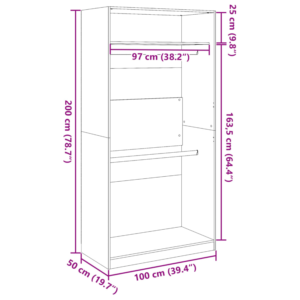 vidaXL Ντουλάπα Καπνιστή Δρυς 100x50x200 εκ. από Επεξεργασμένο Ξύλο