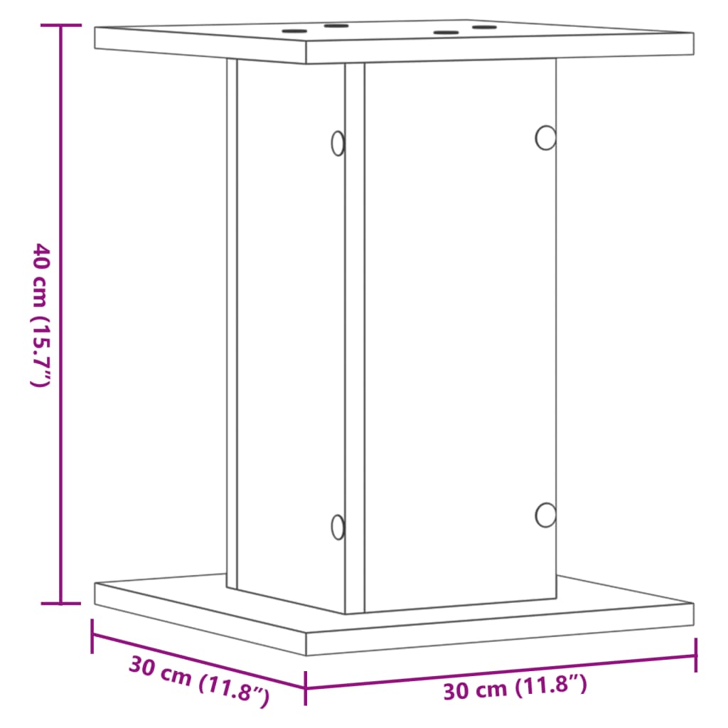 vidaXL Βάσεις Φυτών 2 τεμ. Γκρι Σκυρ. 30x30x40 εκ. Επεξεργασμένο Ξύλο