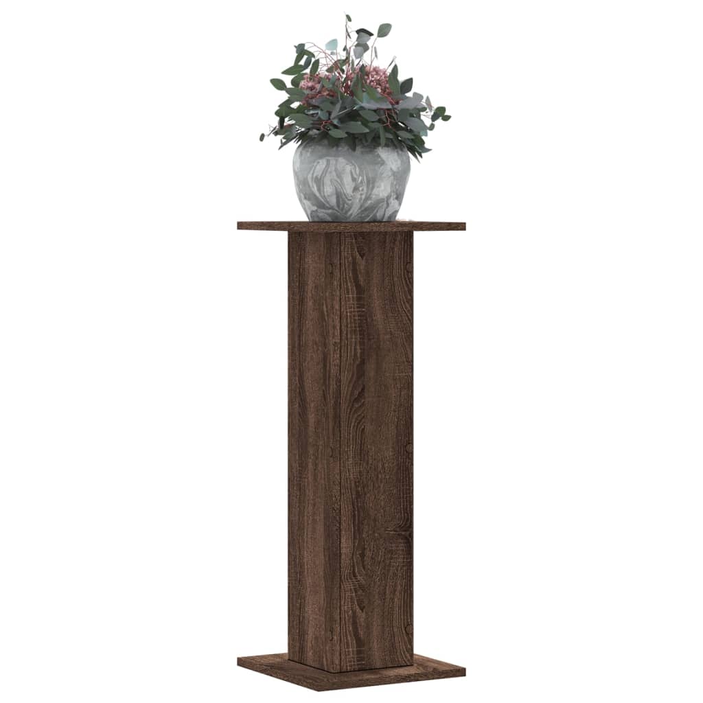 vidaXL Βάσεις Φυτών 2 Τεμ. Καφέ Δρυς 30x30x80 εκ. Επεξεργασμένο Ξύλο