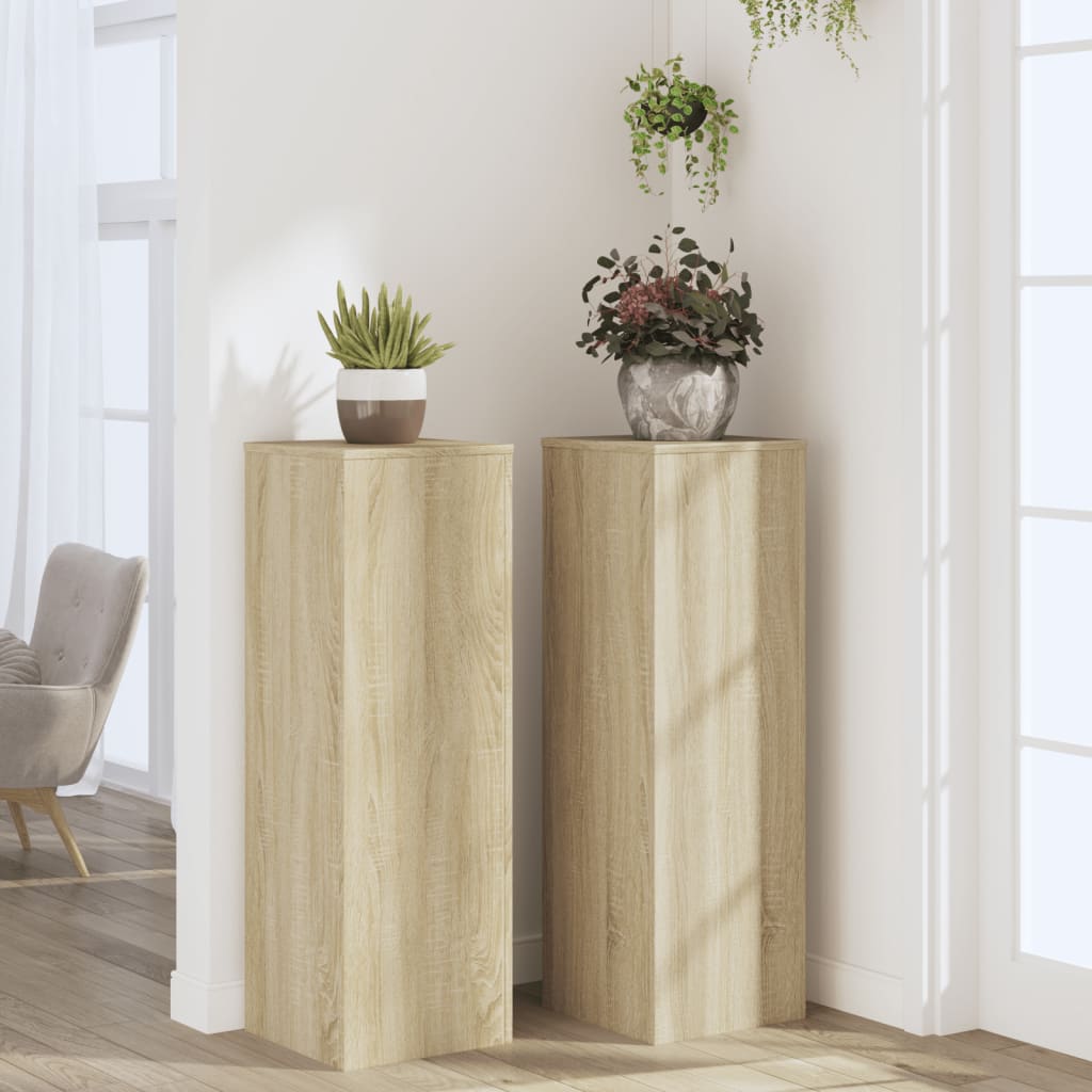 vidaXL Βάσεις Φυτών 2 Τεμ. Sonoma Δρυς 33x33x100εκ. Επεξεργασμένο Ξύλο