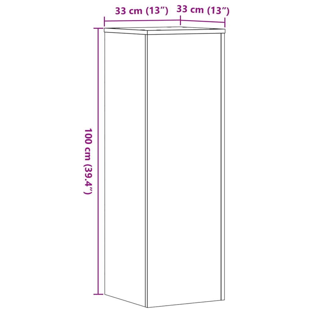 vidaXL Βάσεις Φυτών 2 Τεμ. Γκρι Sonoma 33x33x100εκ. Επεξεργασμένο Ξύλο