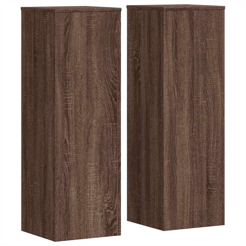 vidaXL Βάσεις Φυτών 2 Τεμ. Καφέ Δρυς 33x33x100 εκ. Επεξεργασμένο Ξύλο