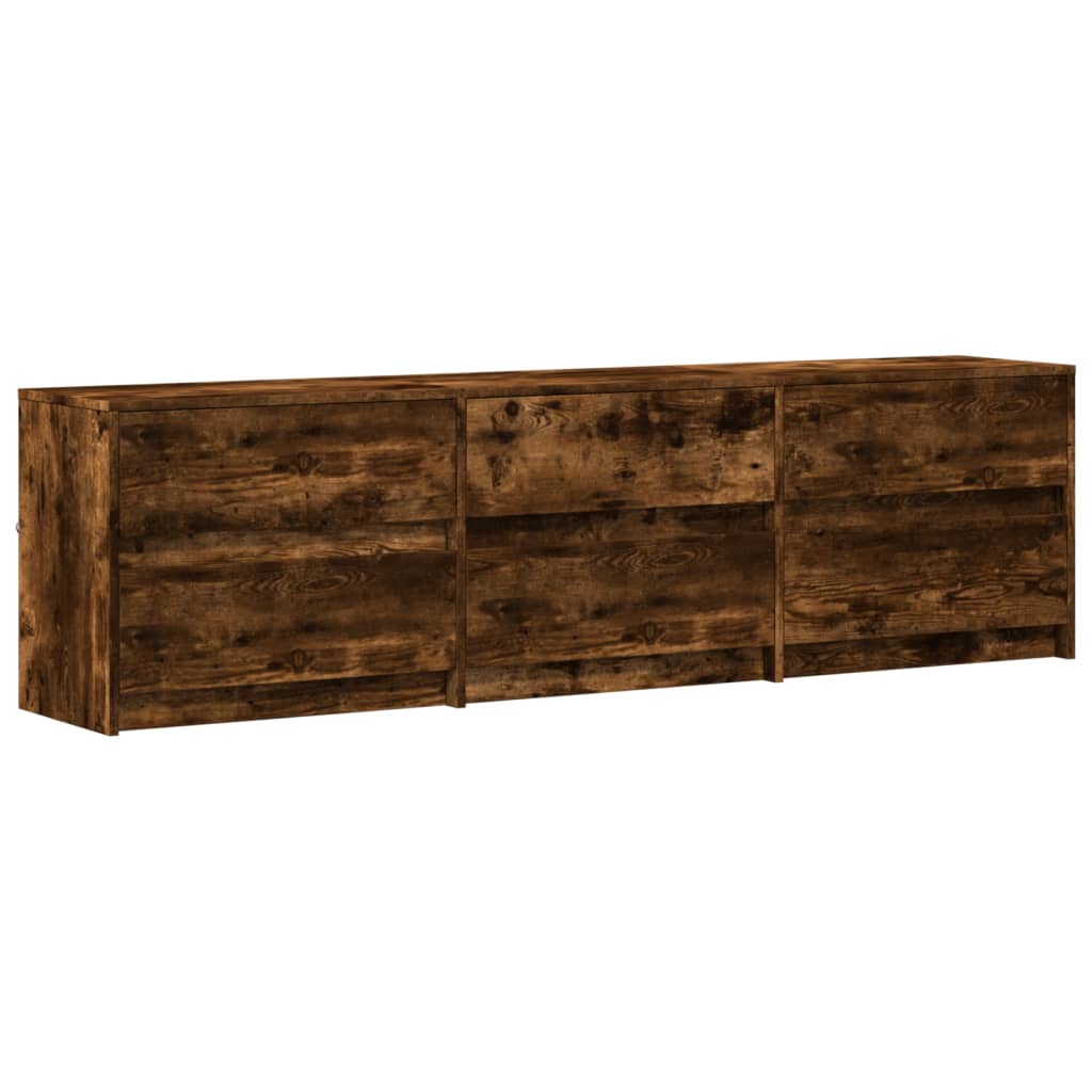 vidaXL Έπιπλο Τηλεόρασης με LED Καπνιστή Δρυς 180x34x50 εκ. Επεξ. Ξύλο