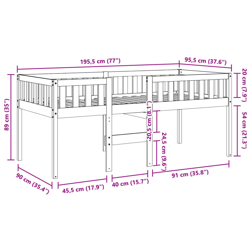 vidaXL Κρεβάτι Παιδικό Χωρίς Στρώμα Λευκό 90x190 εκ. Μασίφ Ξύλο Πεύκου