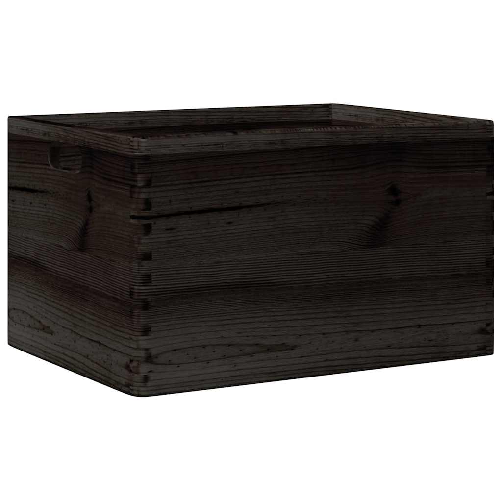 vidaXL Ξύλινο κουτί με χειρολαβές Μαύρο 40x30x23 cm μασίφ ξύλο πεύκο