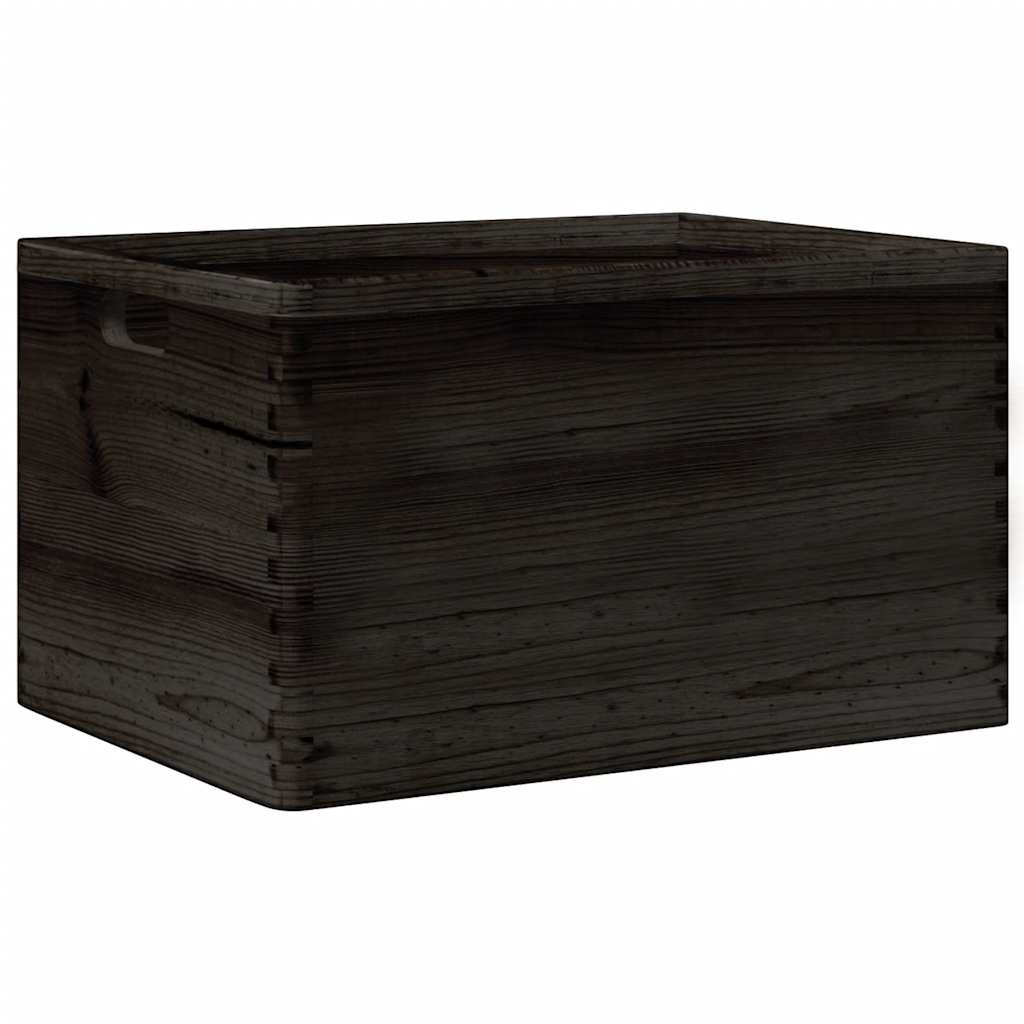 vidaXL Ξύλινο κουτί με χειρολαβές Μαύρο 40x30x23 cm μασίφ ξύλο πεύκο