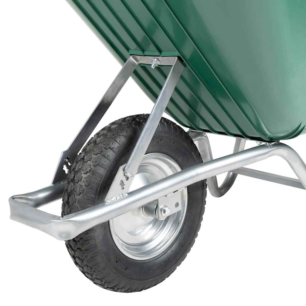 vidaXL Καροτσάκι πράσινο 90 L 150 kg από γαλβανισμένο χάλυβα πλαστικό