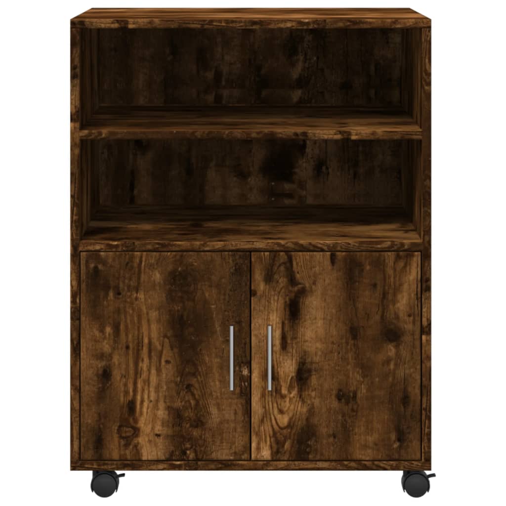 vidaXL Ντουλάπι Με Ροδάκια Καπνιστή Δρυς 60x48x81 εκ. Επεξ. Ξύλο