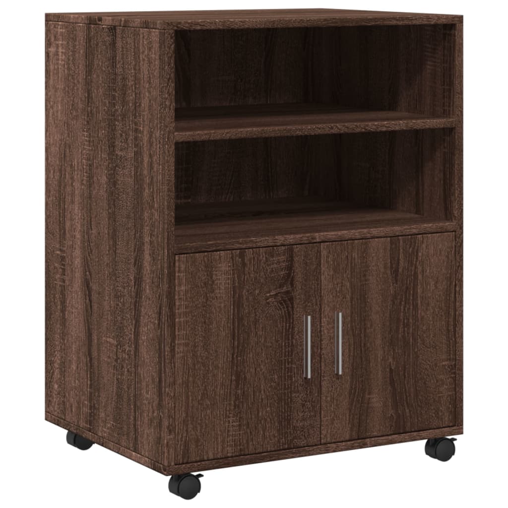 vidaXL Ντουλάπι Με Ροδάκια Καφέ Δρυς 60x48x81 εκ. Επεξεργασμένο Ξύλο