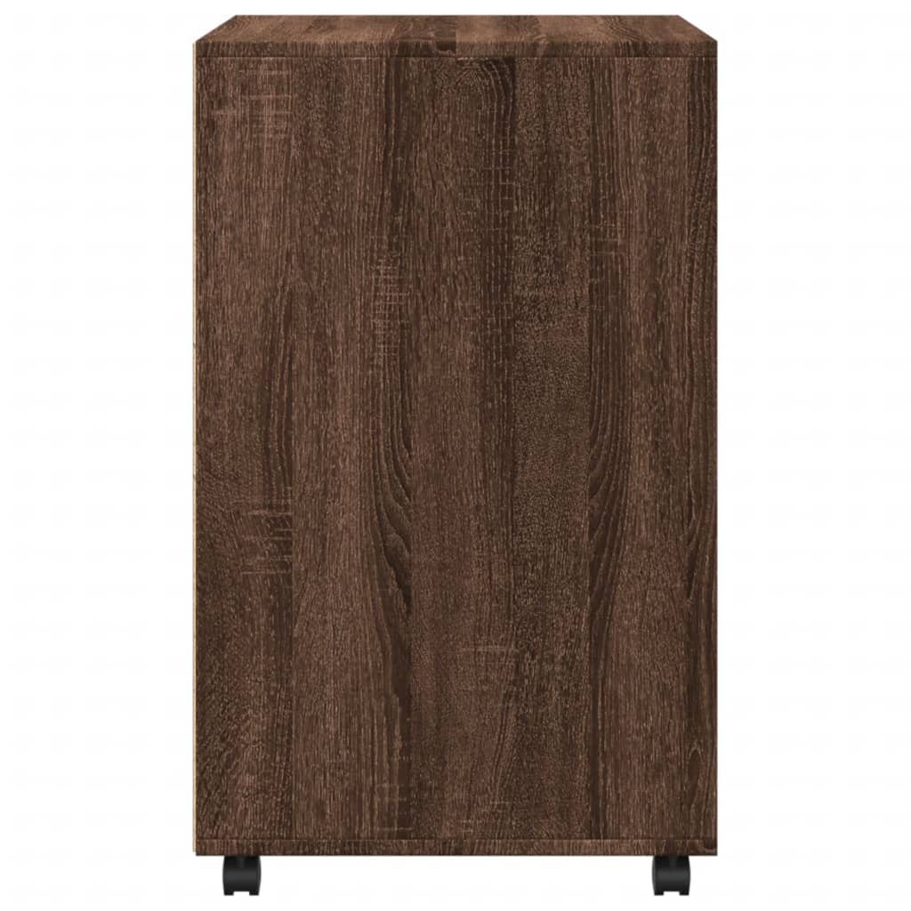 vidaXL Ντουλάπι Με Ροδάκια Καφέ Δρυς 60x48x81 εκ. Επεξεργασμένο Ξύλο