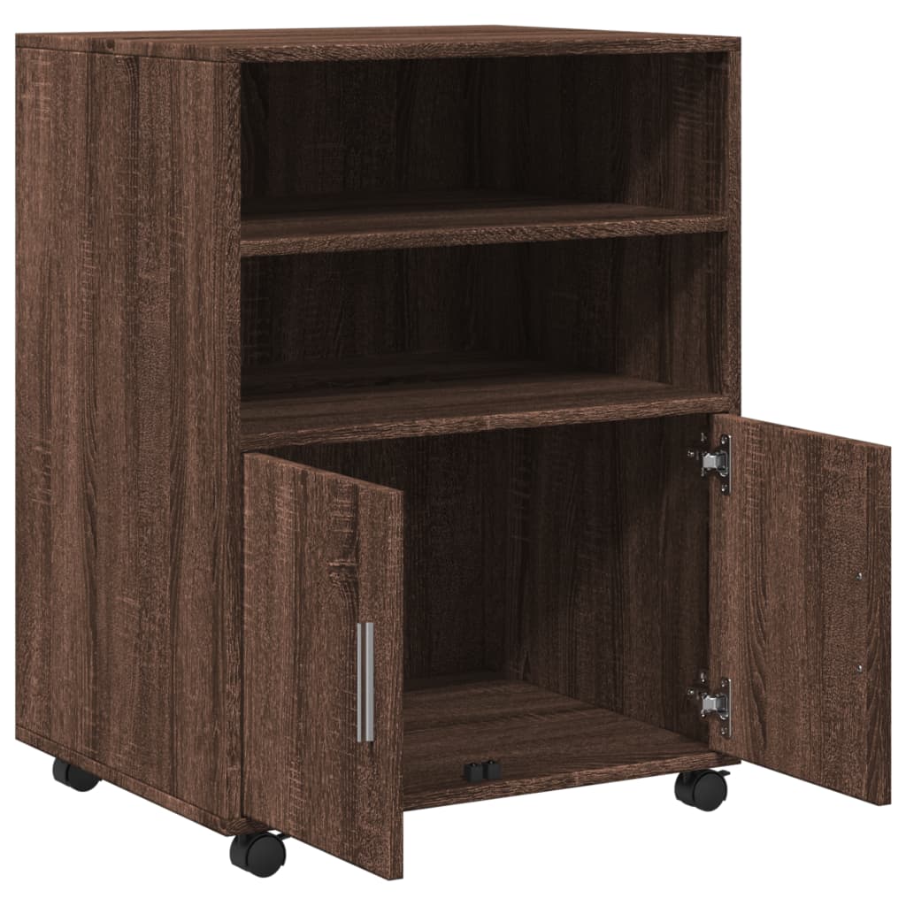 vidaXL Ντουλάπι Με Ροδάκια Καφέ Δρυς 60x48x81 εκ. Επεξεργασμένο Ξύλο