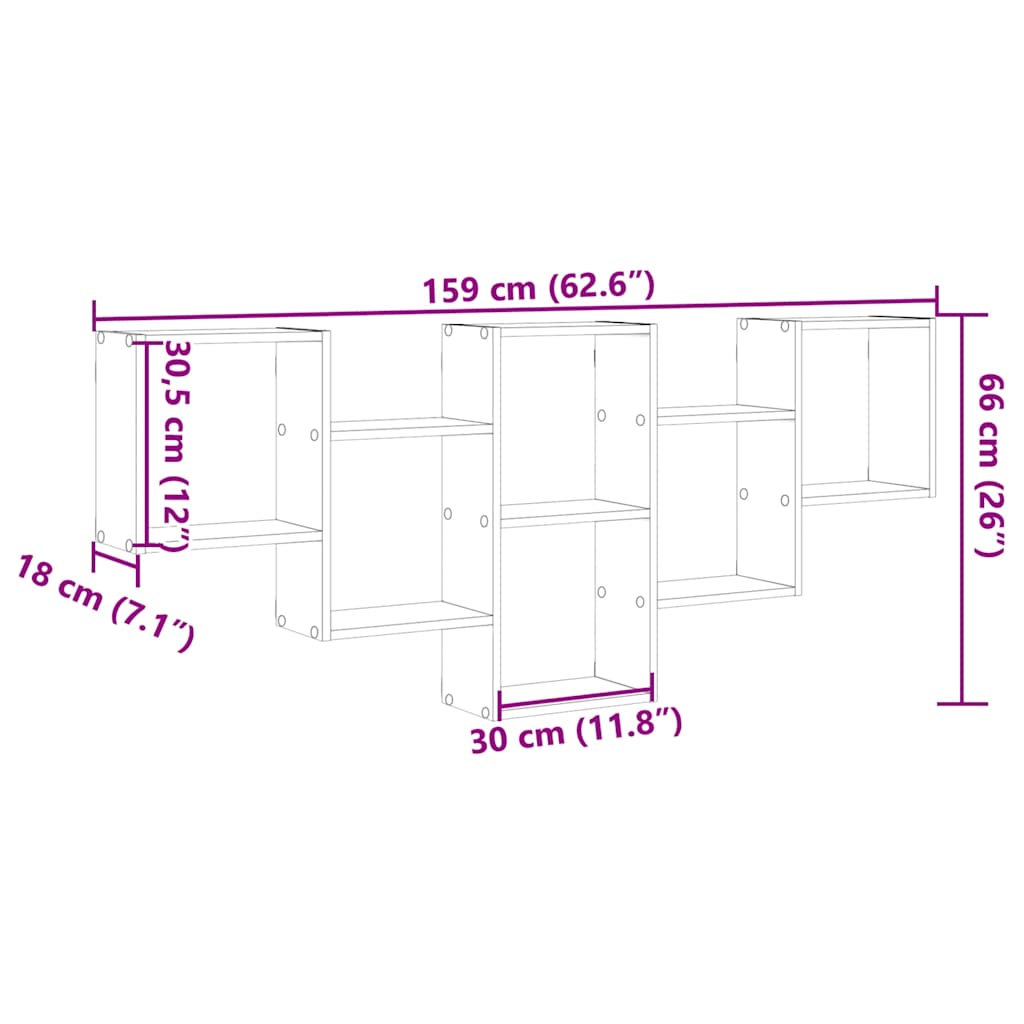vidaXL Ράφι τοίχου Παλιό ξύλο 159x18x66 cm Κατασκευασμένο ξύλο