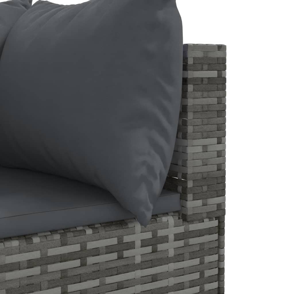 vidaXL Σαλόνι Κήπου Σετ 9 Τεμαχίων Γκρι Συνθετικό Ρατάν με Μαξιλάρια