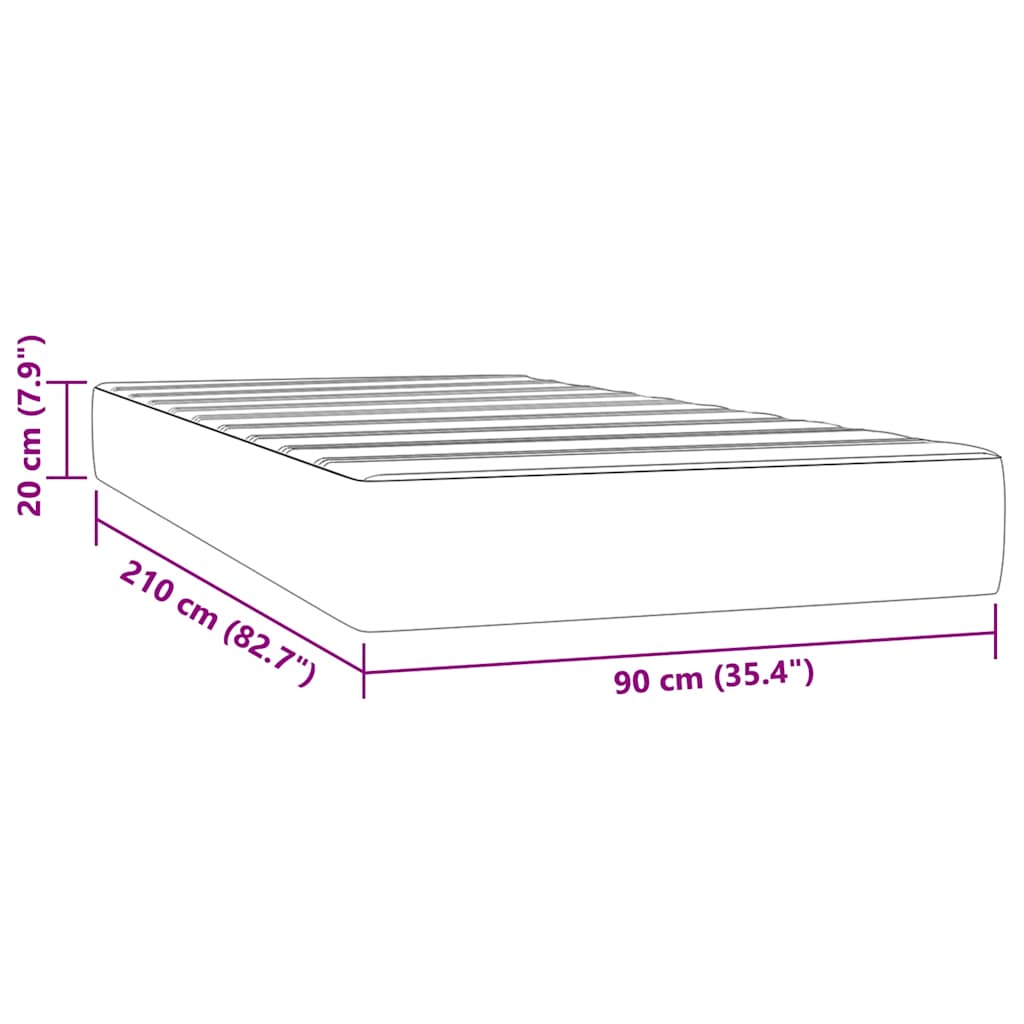 vidaXL Στρώμα με Pocket Springs 90 x 210 x 20 εκ Ροζ