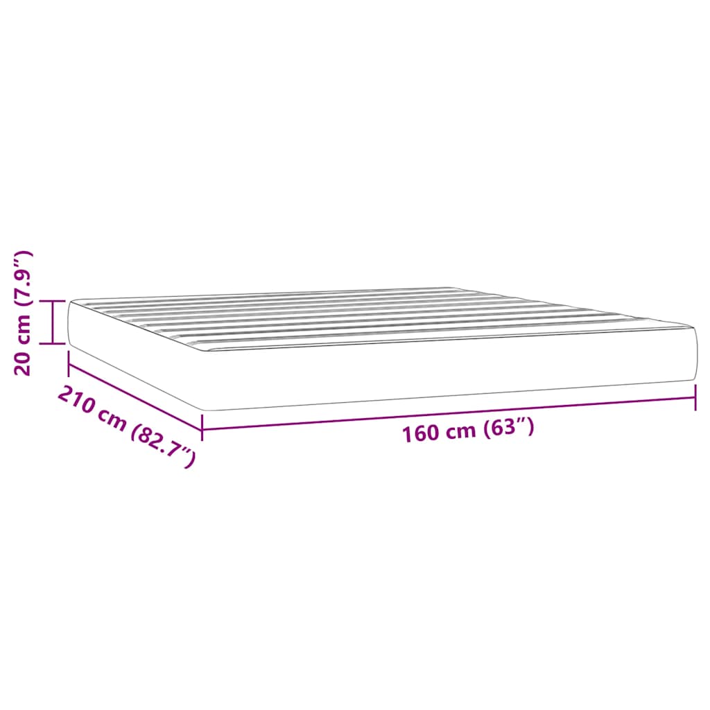 vidaXL Στρώμα με Pocket Springs 160 x 210 x 20 εκ. Μαύρο