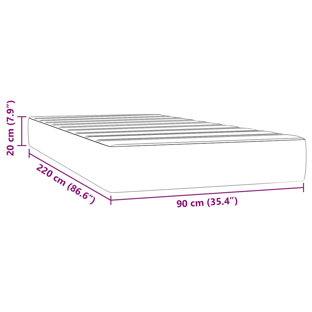 vidaXL Στρώμα με Pocket Springs 90 x 220 x 20 εκ Σκούρο Μπλε