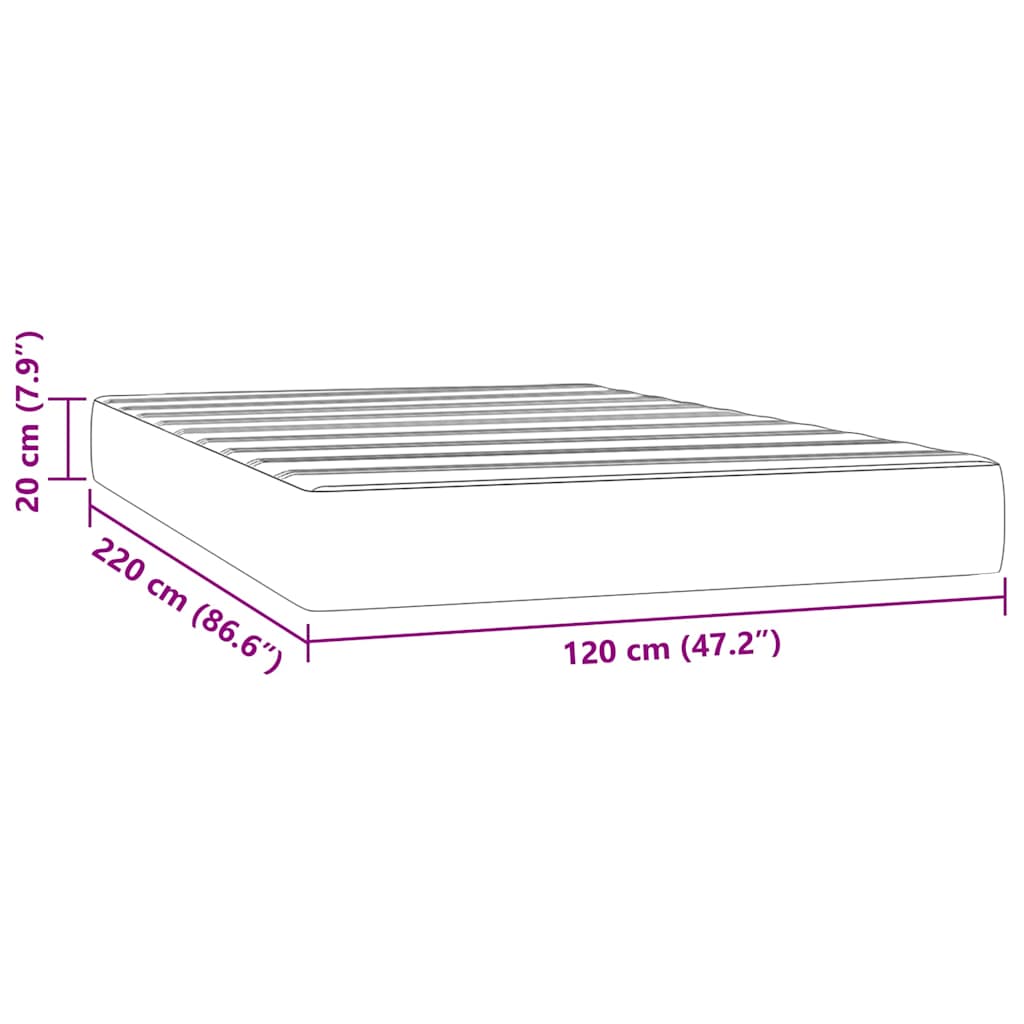 vidaXL Στρώμα με Pocket Springs 120 x 220 x 20 εκ. Μαύρο
