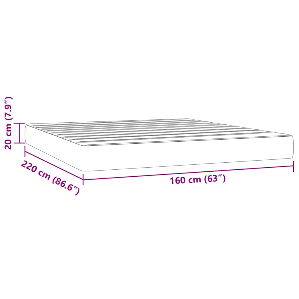 vidaXL Στρώμα με Pocket Springs 160 x 220 x 20 εκ Μαύρο