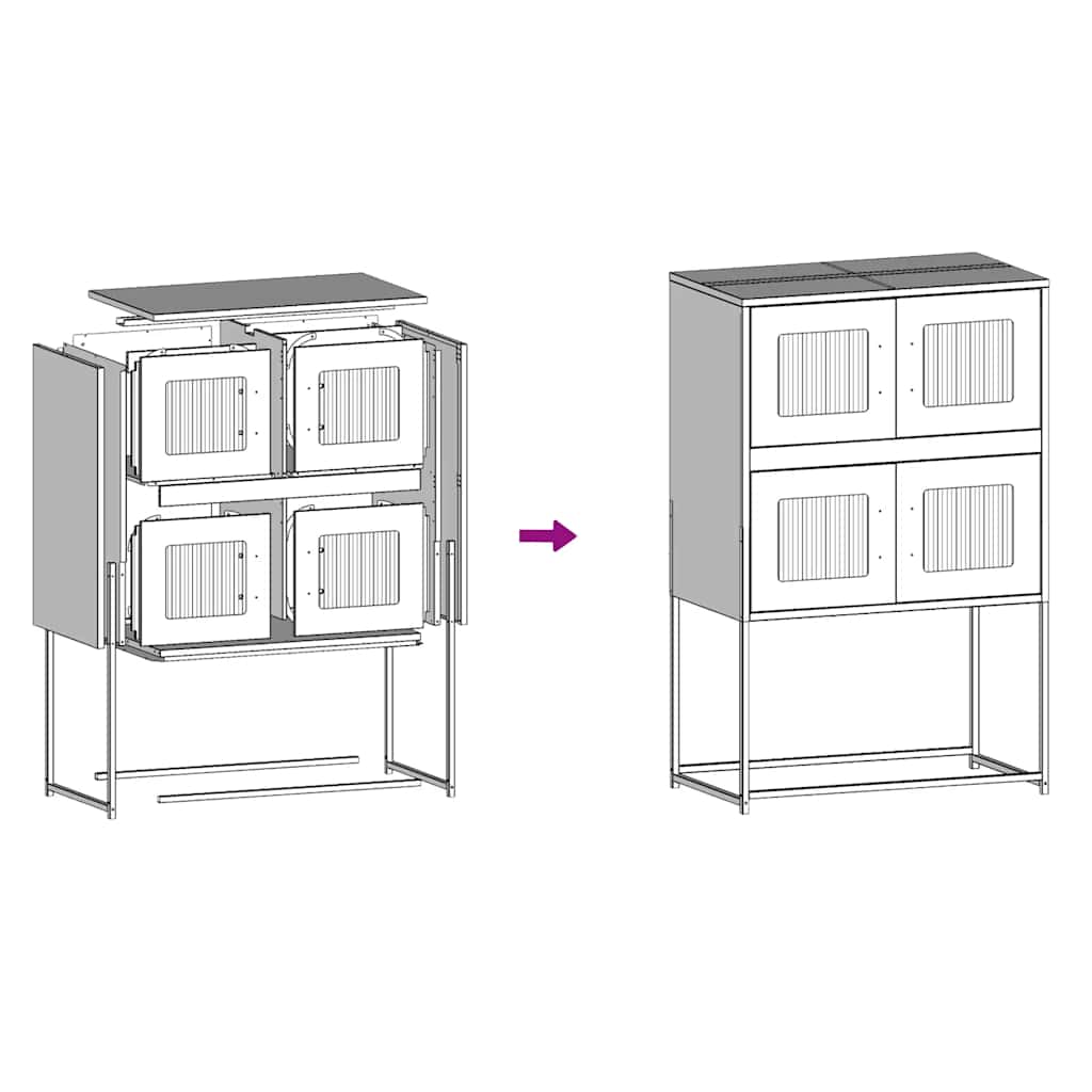 vidaXL Highboard Ελαιοπράσινο 68x39x107 cm Ατσάλι