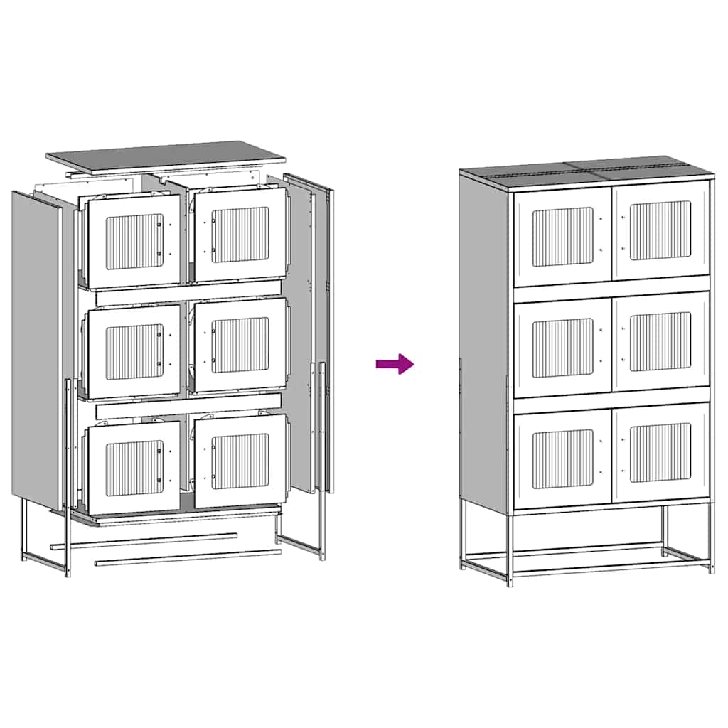 vidaXL Highboard Ροζ 68x39x123 cm Ατσάλι