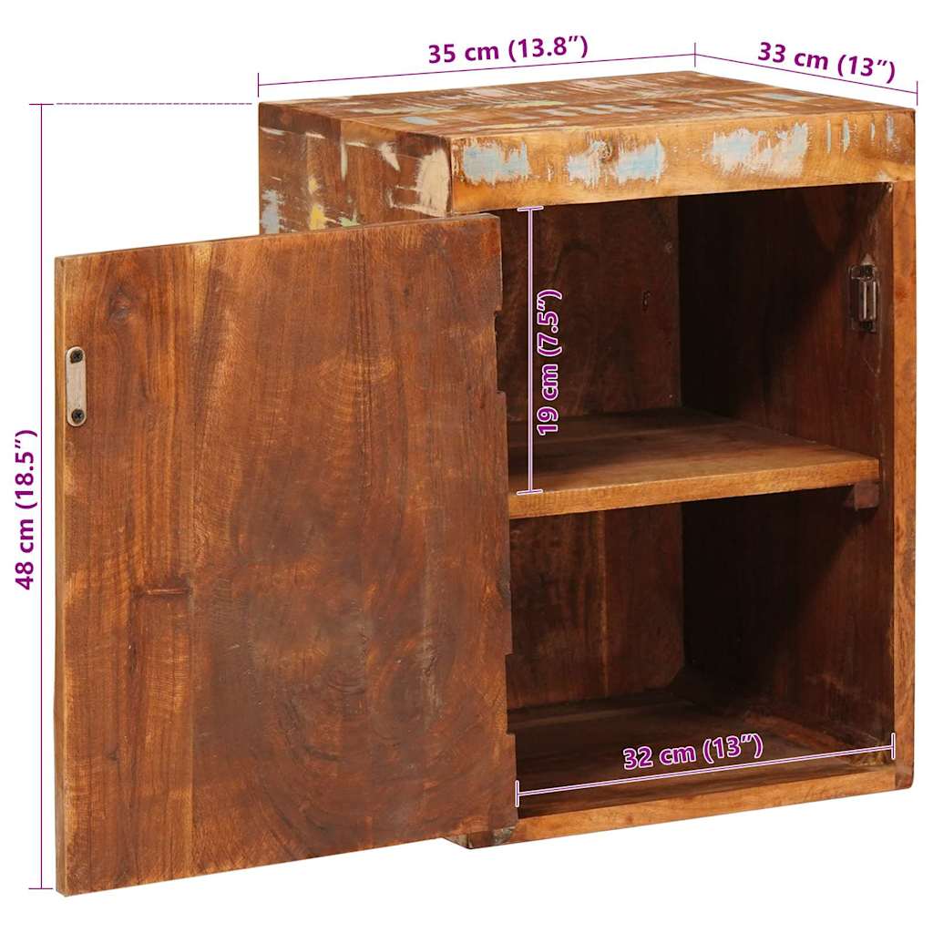 vidaXL Κομοδίνο Καφέ 35 x 33 x 48 εκ Ανακτημένο Στερεό Ξύλο