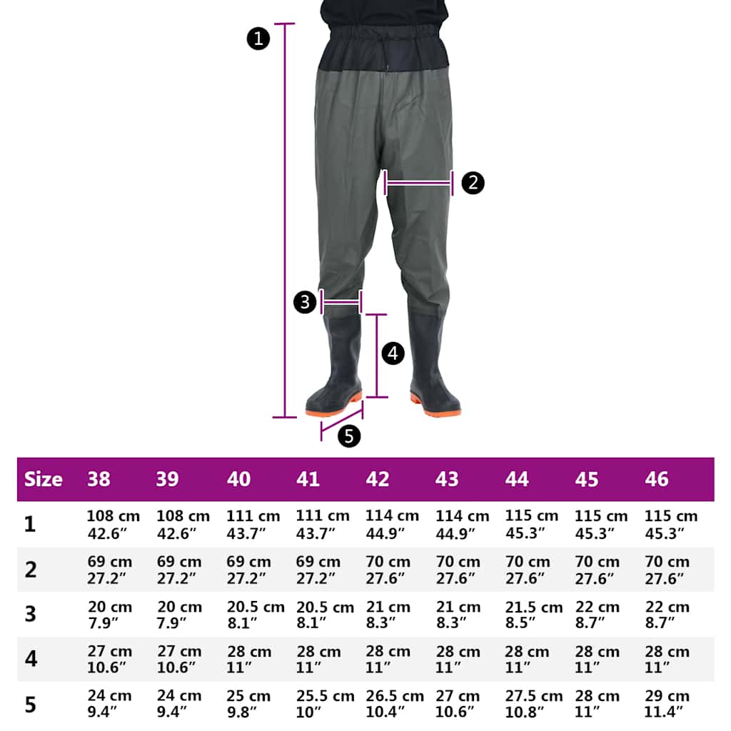 vidaXL Waist Waders με μπότες σκούρο πράσινο μέγεθος 42