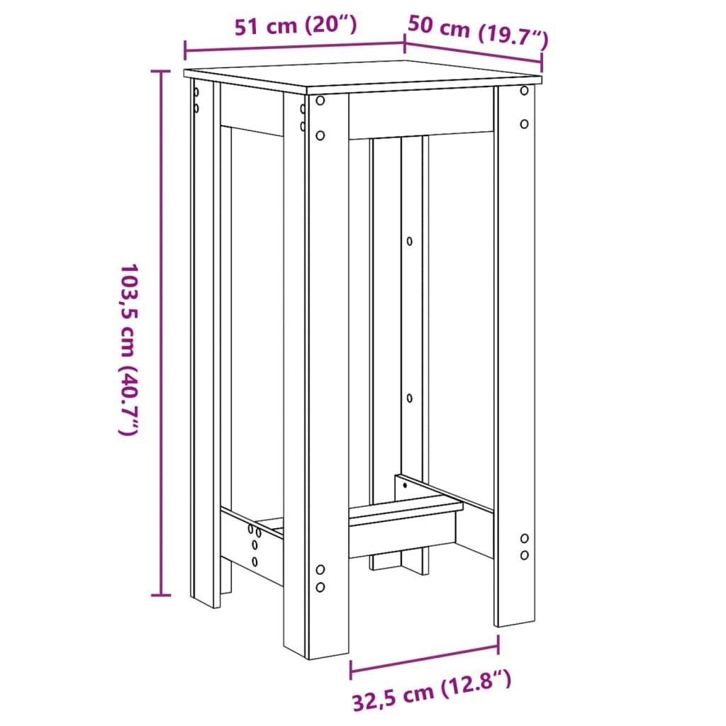 vidaXL Τραπέζι Μπαρ Καπνιστή Δρυς 51x50x103,5 εκ. Επεξ. Ξύλο