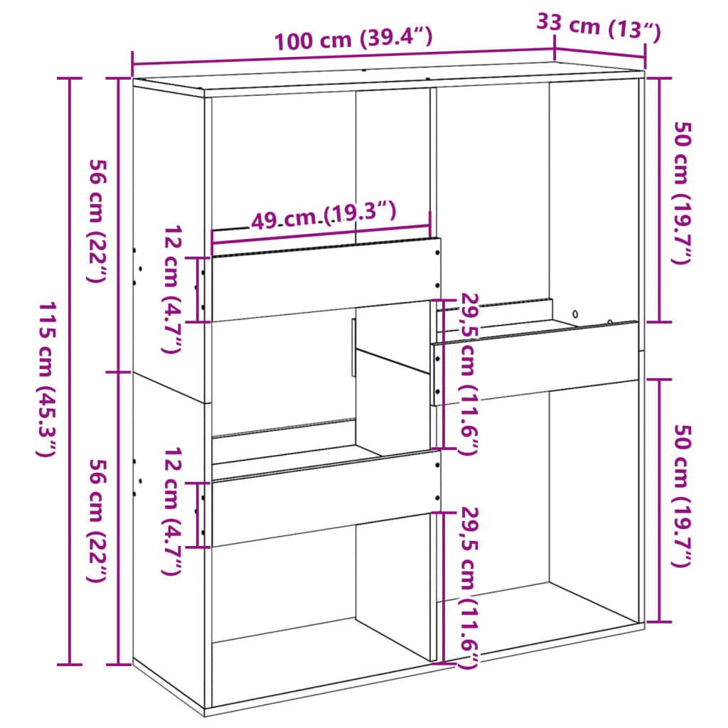 vidaXL Βιβλιοθήκη/Διαχωριστικό Χώρου Λευκό 100x33x115 εκ.