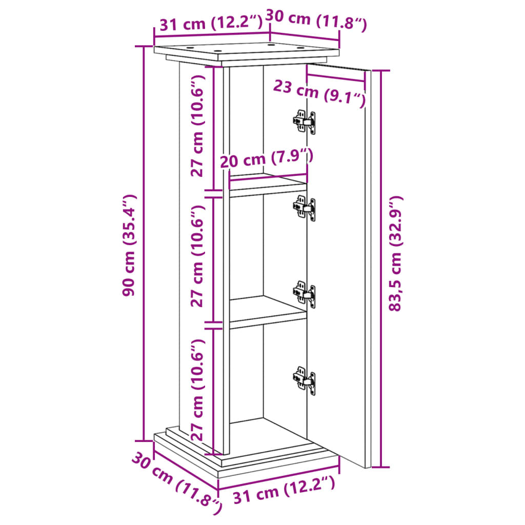 vidaXL Βάση Οθόνης με Αποθ. Μαύρο 31x30x90 εκ. Επεξεργασμένο Ξύλο