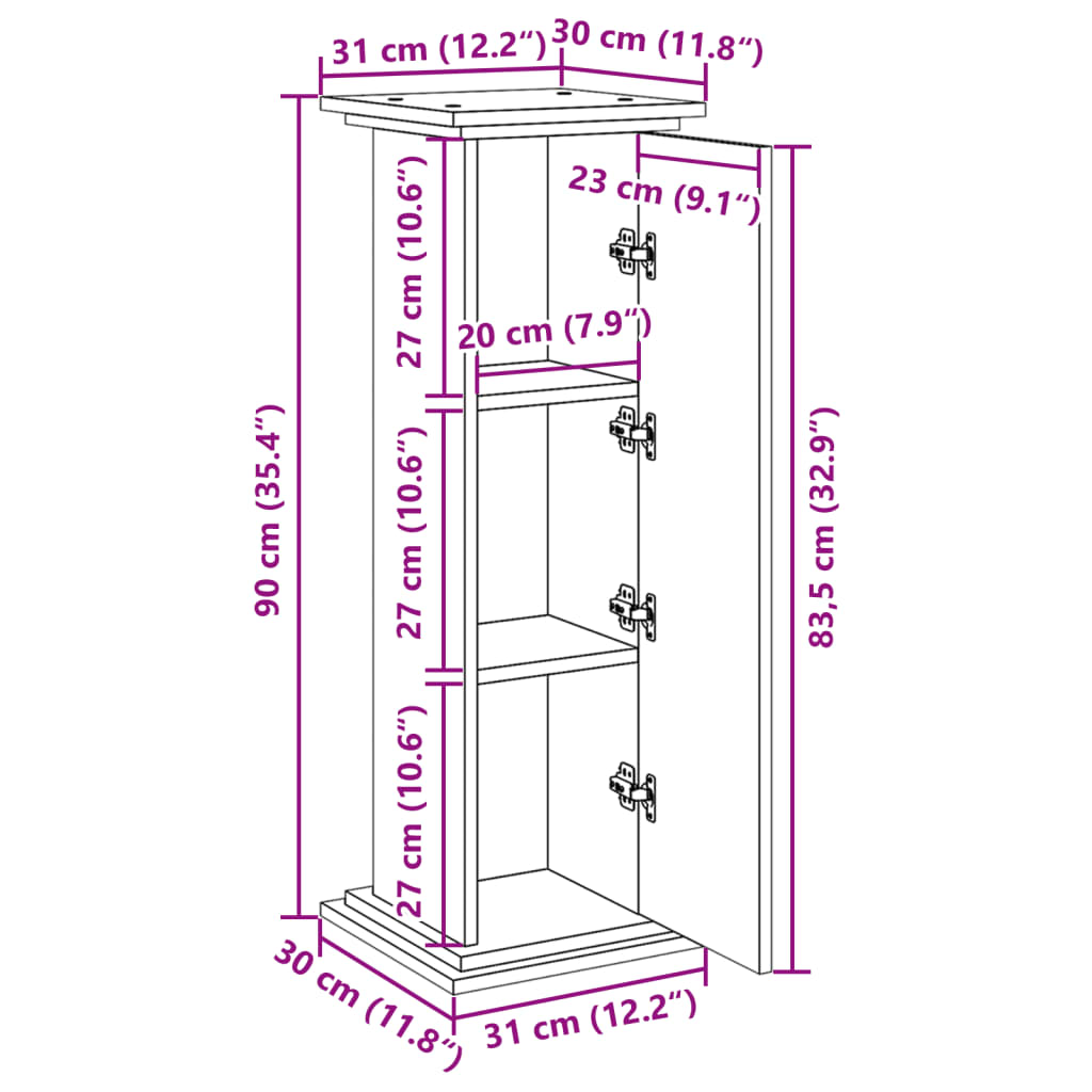 vidaXL Βάση Οθόνης με Αποθ. Γκρι Σκυρ. 31x30x90 εκ. Επεξεργασμένο Ξύλο