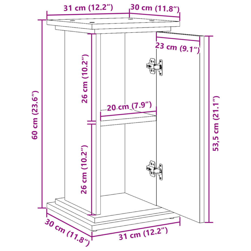 vidaXL Βάση Οθόνης με Αποθ. Γκρι Sonoma 31x30x60 εκ. Επεξεργ. Ξύλο