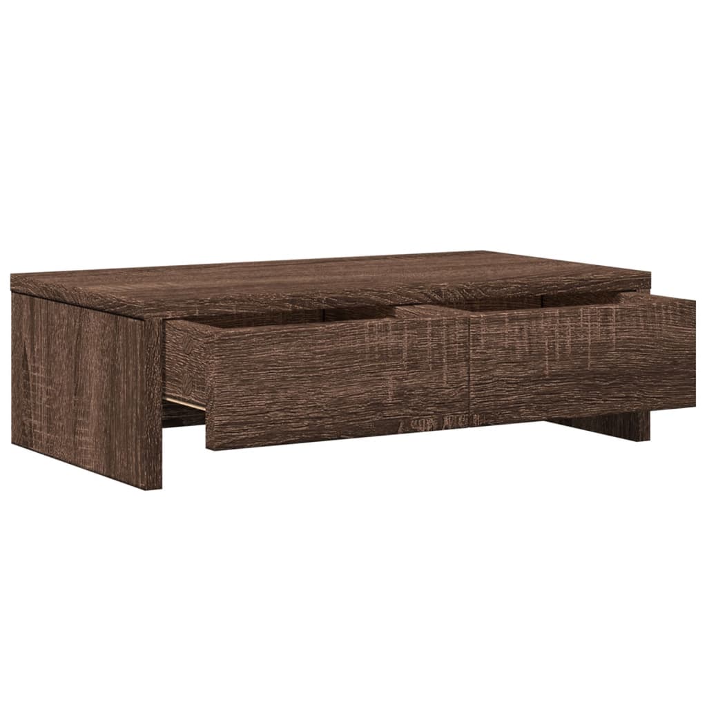 vidaXL Βάση Οθόνης με Συρτάρια Καφέ Δρυς 50x27x15 εκ. Επεξεργ. Ξύλο