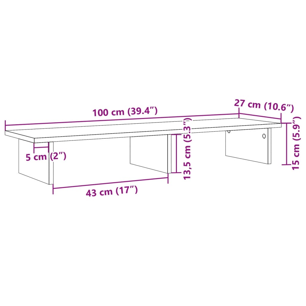 vidaXL Βάση Οθόνης Λευκή 100x27x15 εκ. από Επεξ. Ξύλο