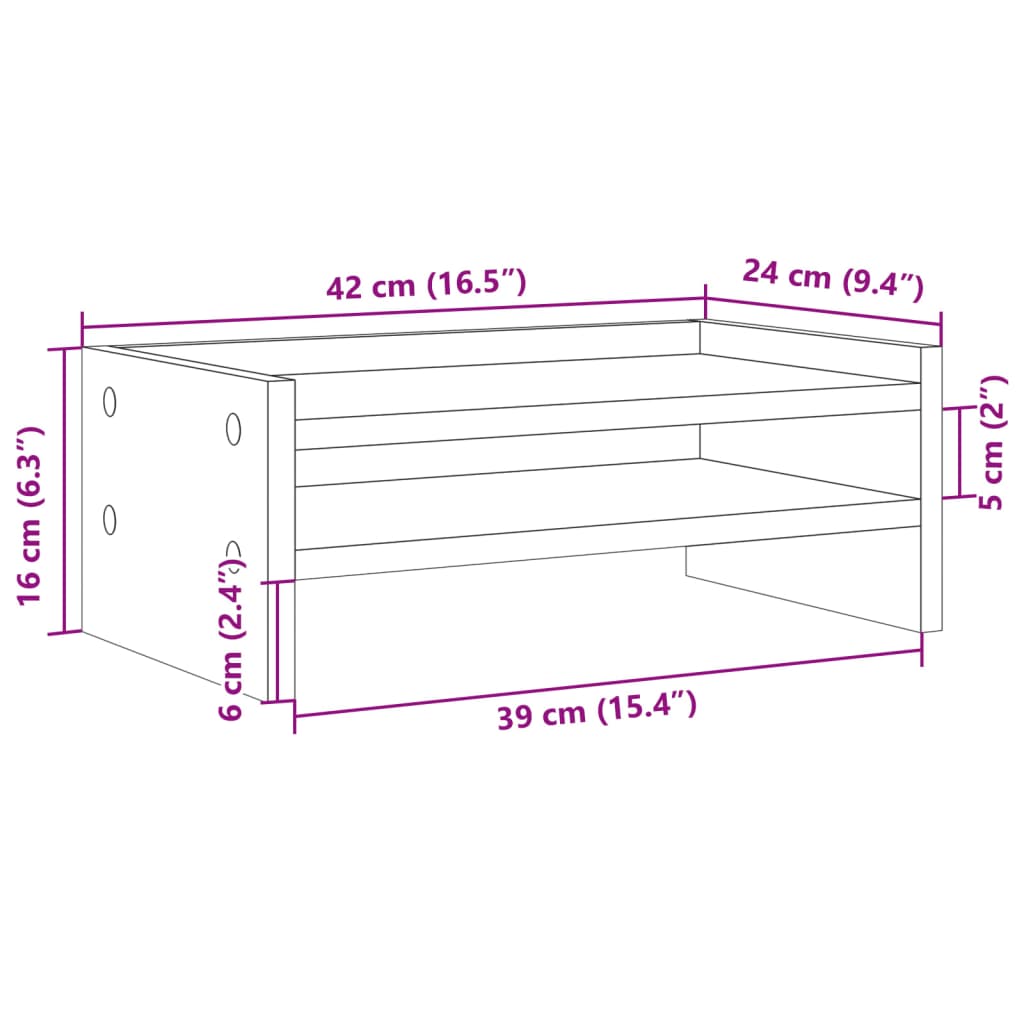 vidaXL Βάση Οθόνης Γκρι Sonoma 42x24x16 εκ. από Επεξεργασμένο Ξύλο