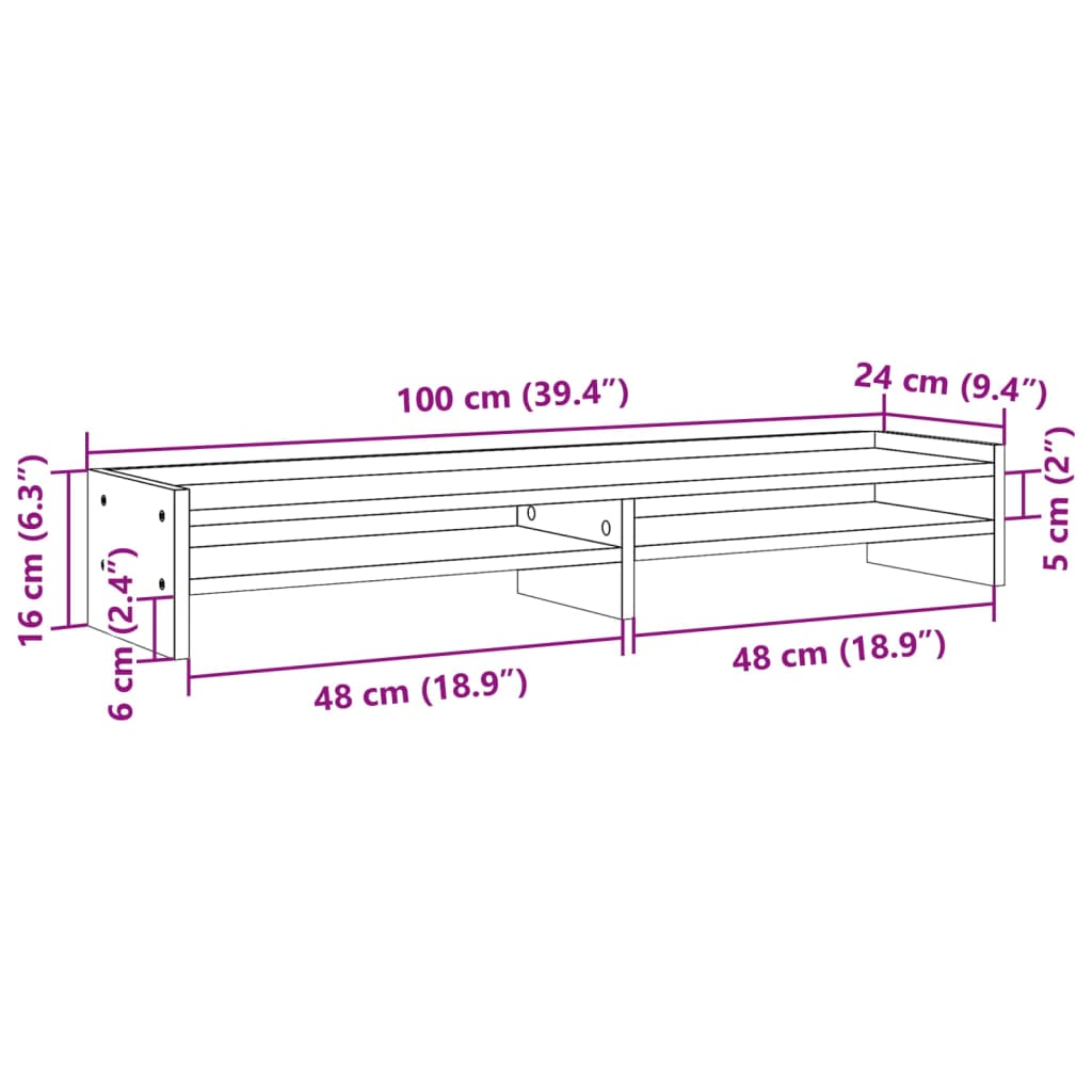 vidaXL Βάση Οθονών Λευκή 100x24x16 εκ. από Επεξ. Ξύλο