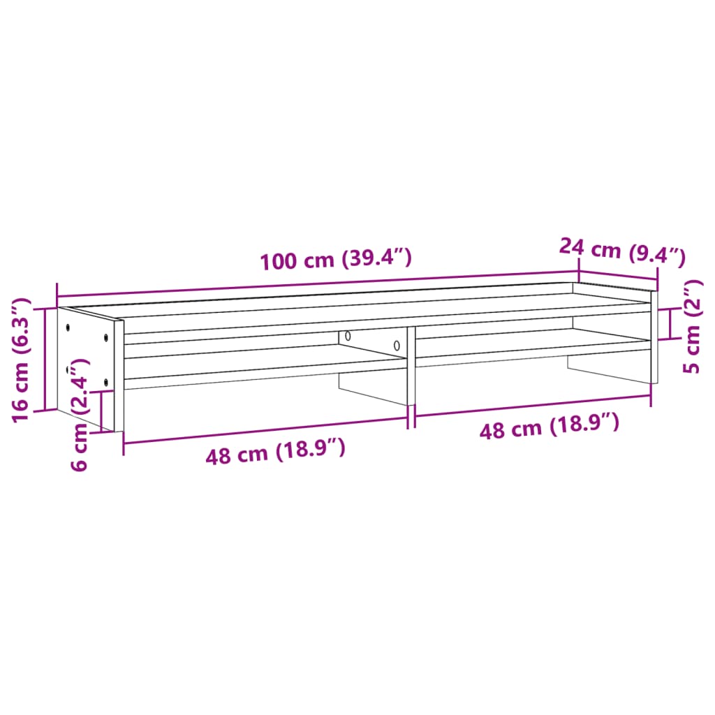 vidaXL Βάση Οθόνης Γκρι Sonoma 100x24x16 εκ. από Επεξεργασμένο Ξύλο