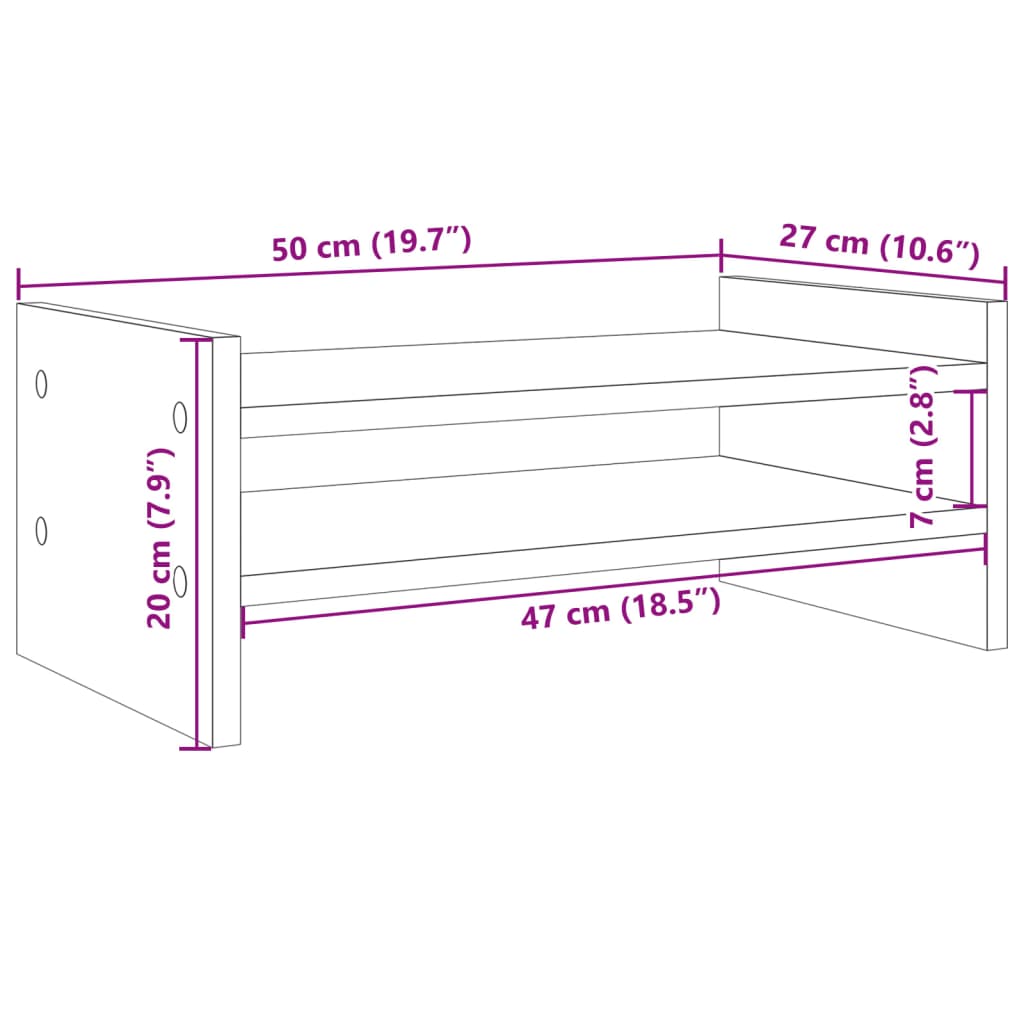 vidaXL Βάση Οθόνης Γκρι Sonoma 50x27x20 εκ. από Επεξεργασμένο Ξύλο