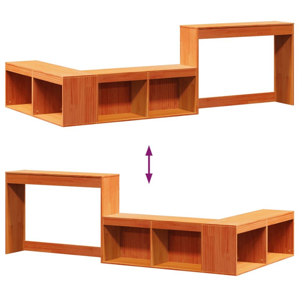 vidaXL Κομοδίνο με Γραφείο Καφέ Κεριού 232x112x75 εκ Μασίφ Ξύλο Πεύκου