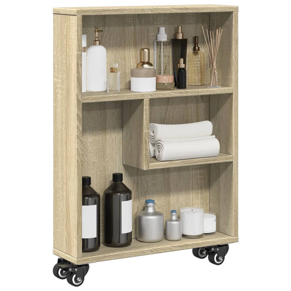 vidaXL Τρόλεϊ Αποθήκευσης Στενό Sonoma Δρυς 48x13x68 εκ. Επεξ. Ξύλο