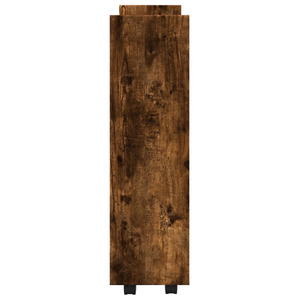 vidaXL Τρόλεϊ Αποθήκευσης Στενό 3 Επιπέδων Καπνιστή Δρυς Επεξ. Ξύλο