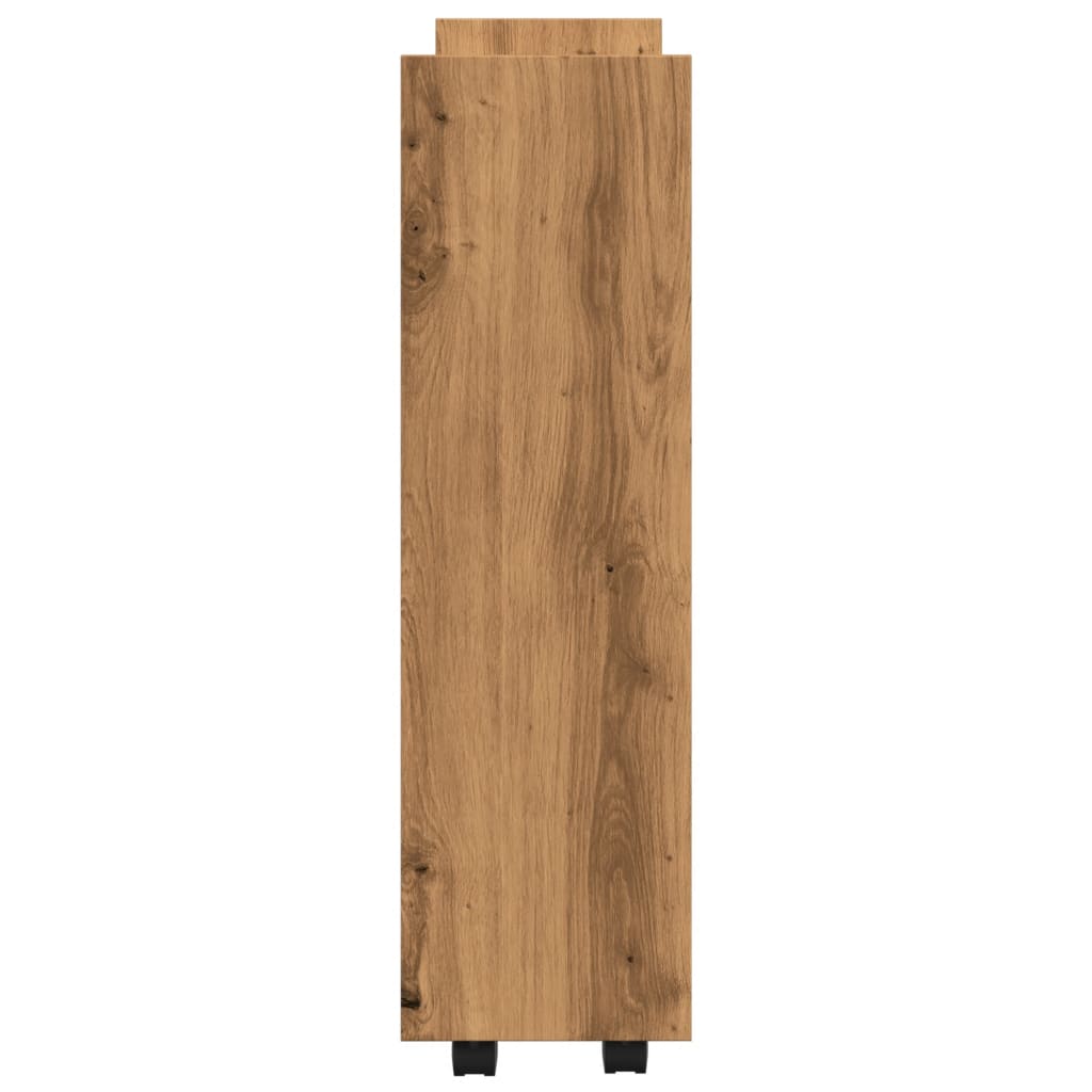 vidaXL Τρόλεϊ Αποθήκευσης Στενό 3 Επιπέδων Αρτισιανή Δρυς Επεξ. Ξύλο