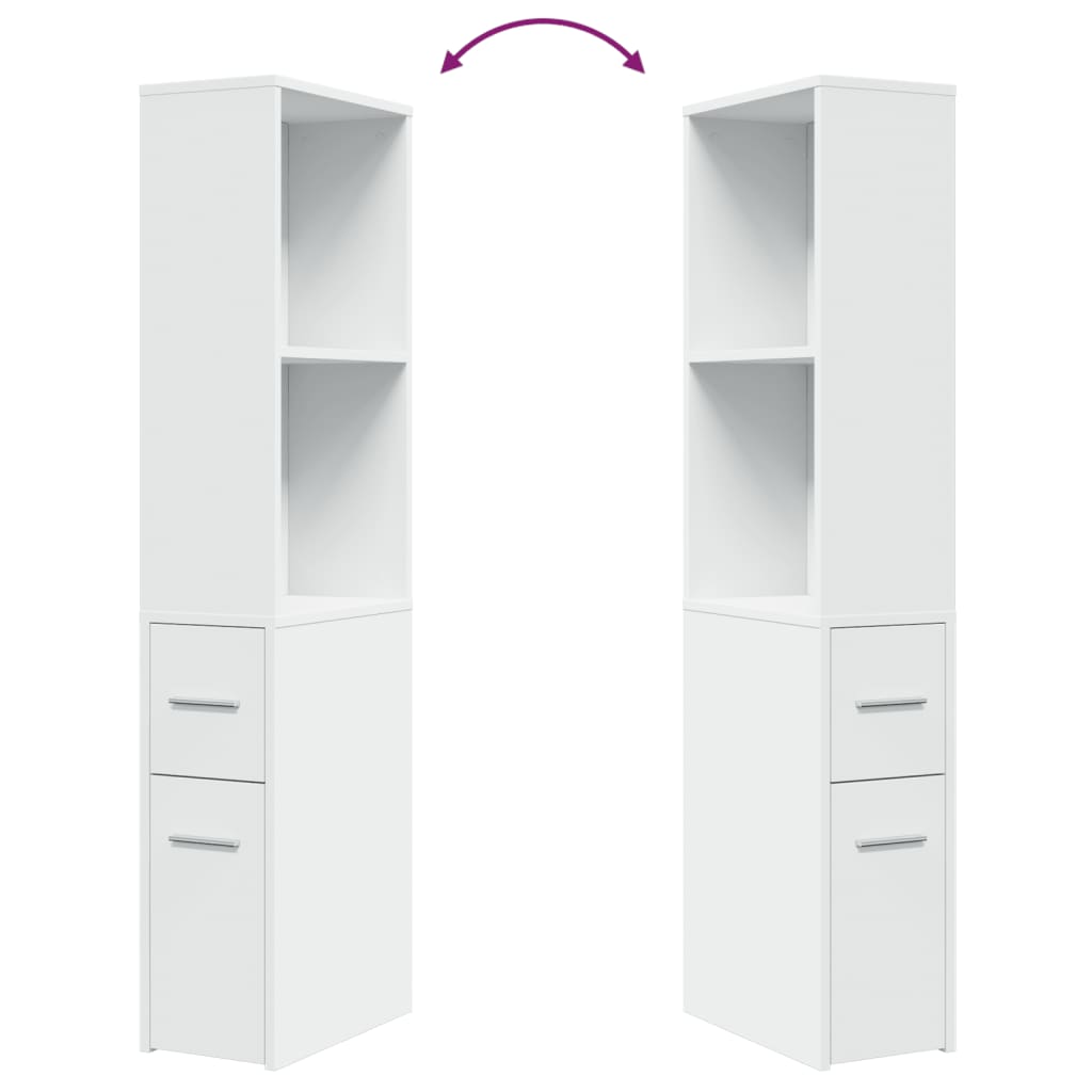 vidaXL Ντουλάπι Μπάνιου Στενό με Ροδάκια Λευκό Επεξ. Ξύλο