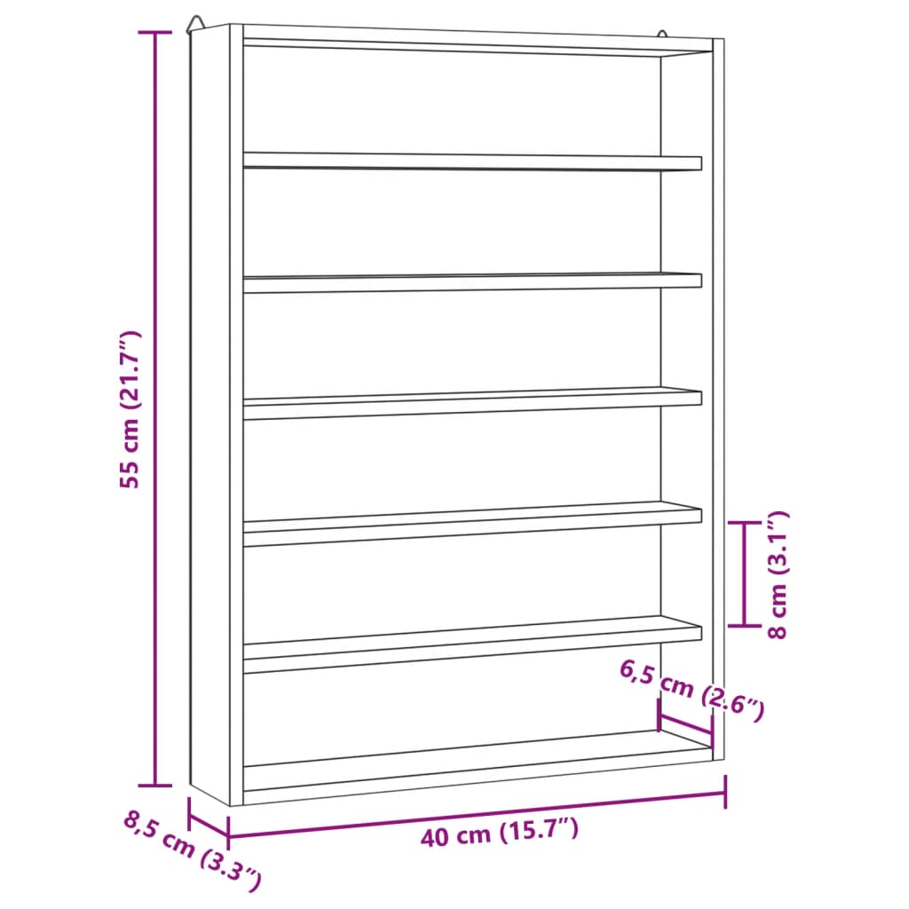 vidaXL Ξύλινη συλλεκτική βιτρίνα με 6 ράφια 40x8,5x55 εκ.