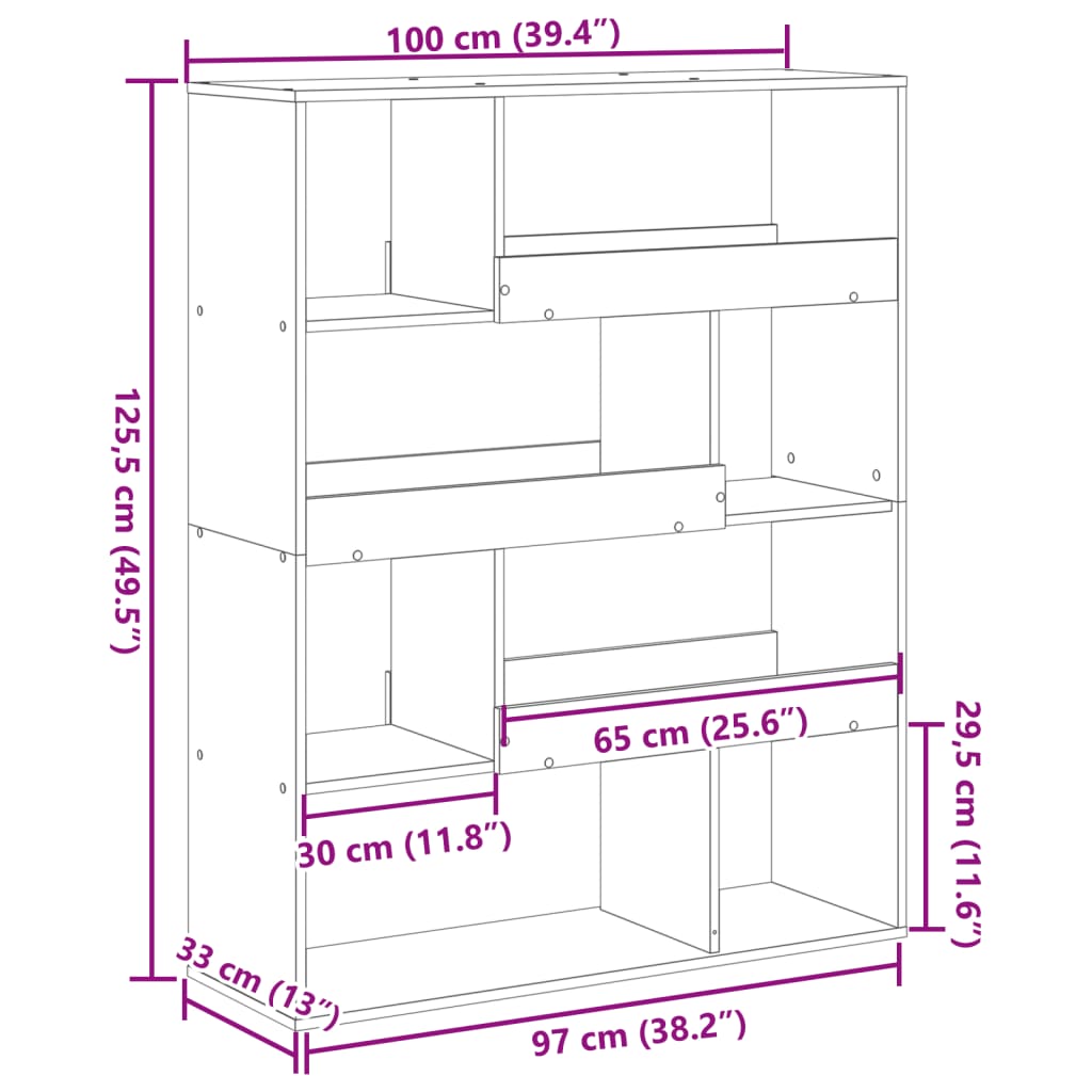 vidaXL Βιβλιοθήκη Καπνιστή Δρυς 100x33x125,5εκ. από Επεξεργασμένο Ξύλο