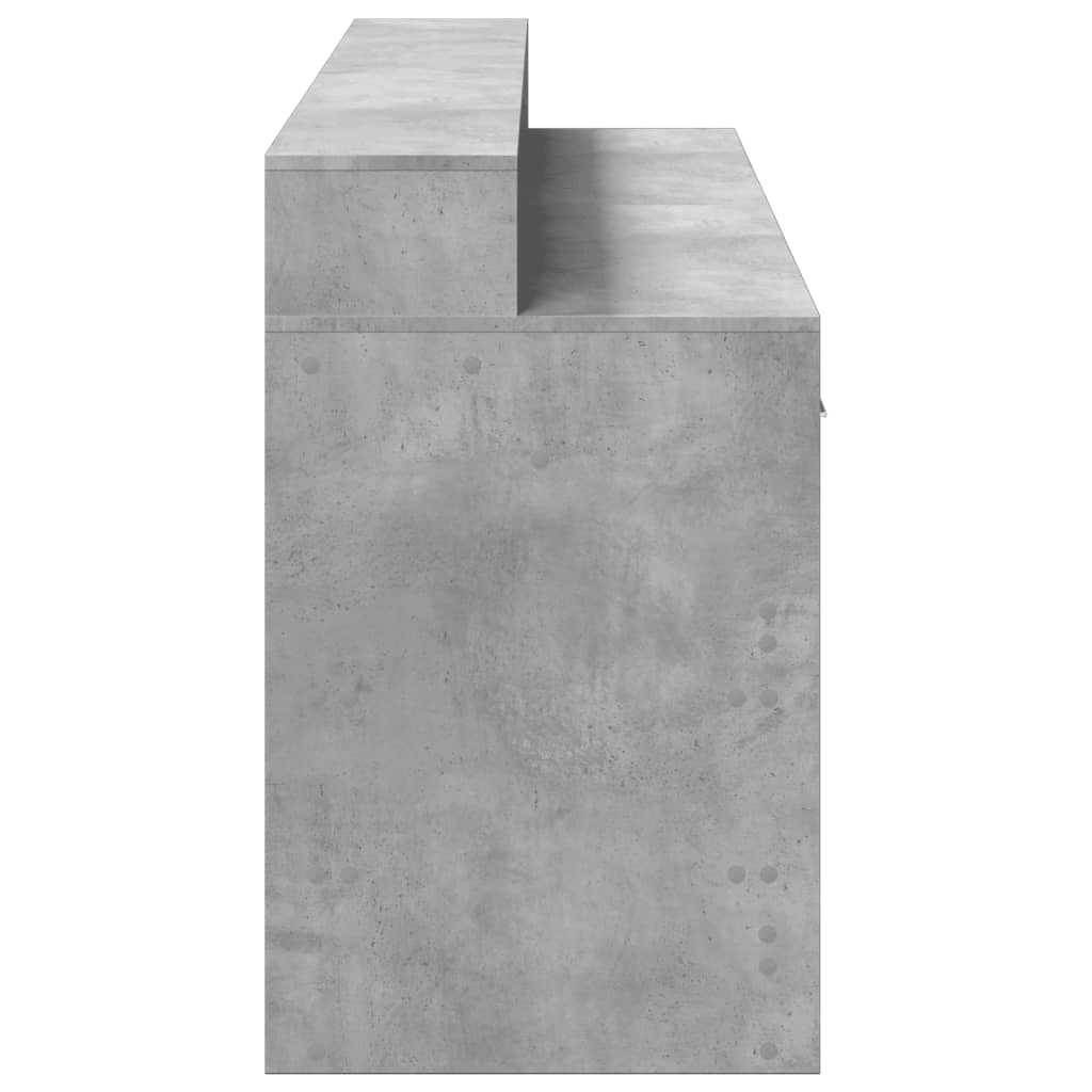 vidaXL Γραφείο με LED Γκρι Σκυρόδεματος 160x55x91 εκ. Επεξεργ. Ξύλο
