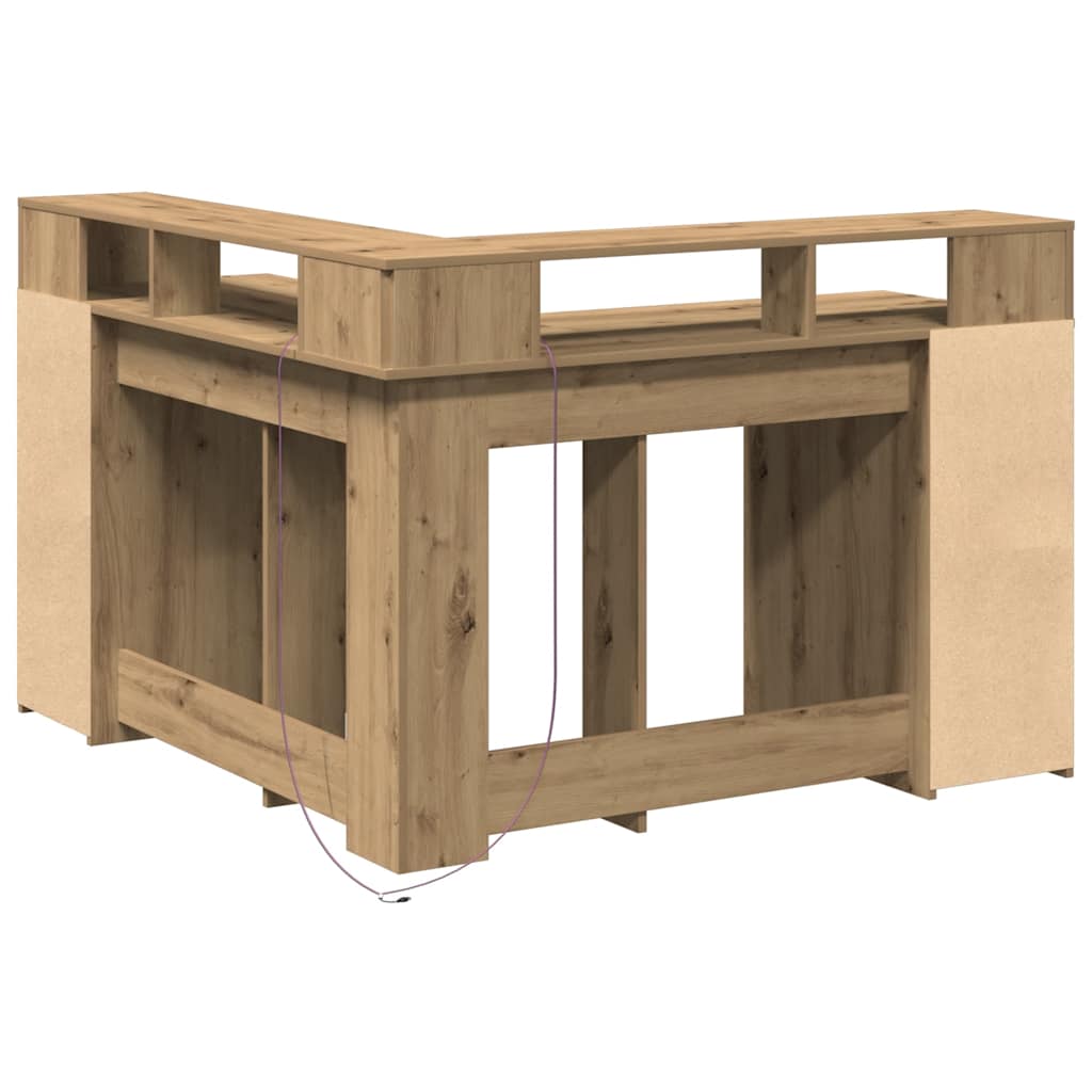 vidaXL Γραφείο με LED Αρτισιανή Δρυς 130x130x91 εκ. Επεξεργ. Ξύλο