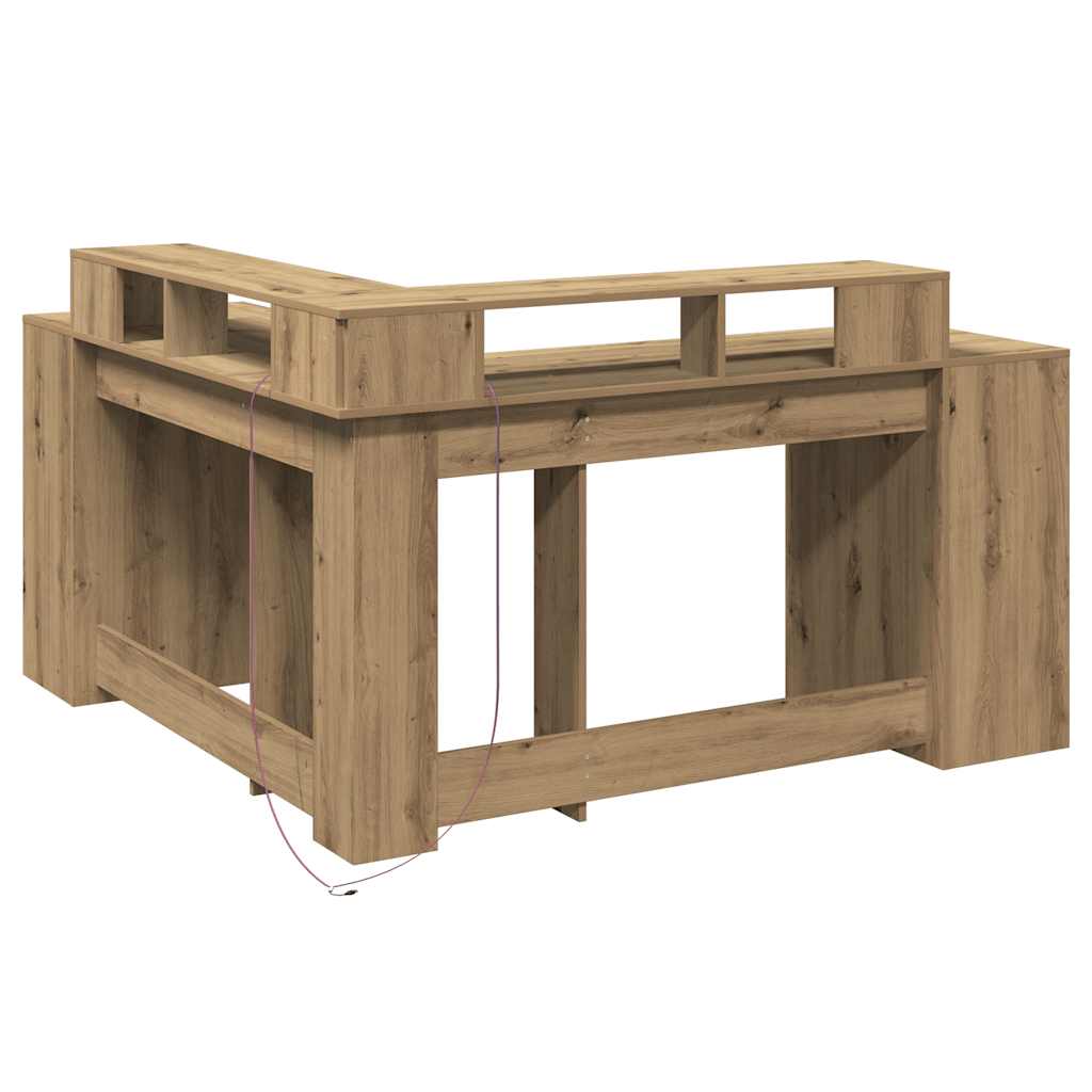 vidaXL Γραφείο με LED Αρτισιανή Δρυς 152x152x91 εκ. Επεξεργασμένο Ξύλο